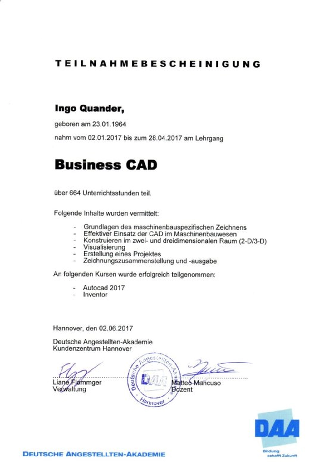 Zertifikate von UL - Flugzeugbau Quander