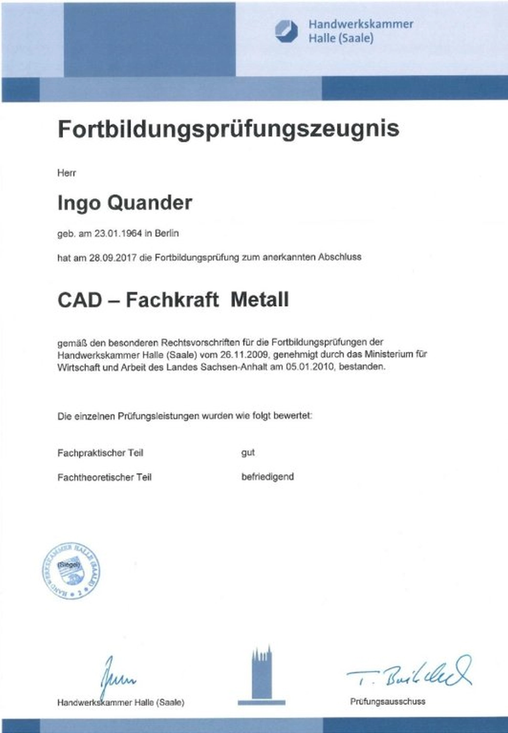 Zertifikate von UL - Flugzeugbau Quander